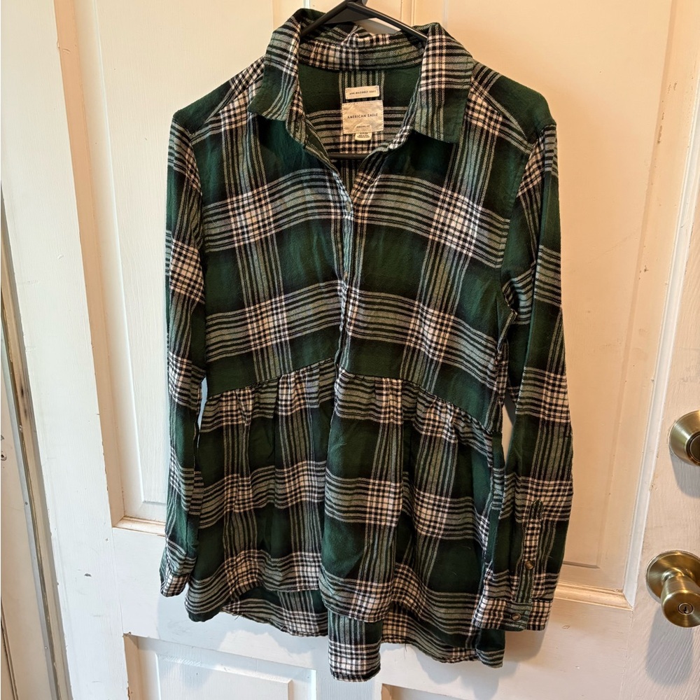 American Eagle Outfitters Green Plaid Blouse